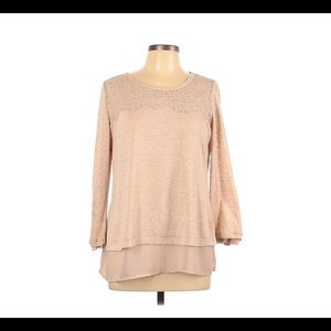 Adiva Women’s Medium Blush Pullover Blouse with Lace